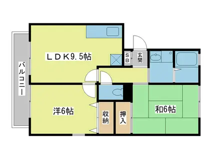 ウィステリア谷上(2LDK/3階)の間取り写真