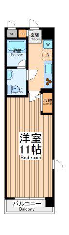 フォンターナ相模大野(1K/1階)の間取り写真