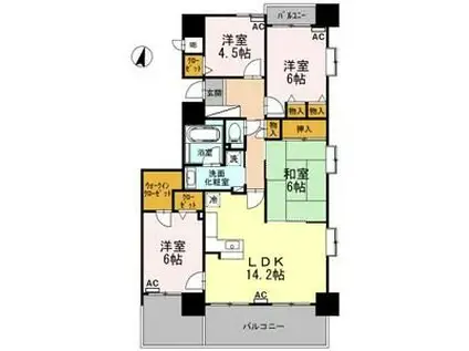 ダイアパレス金華橋 403号(4LDK/4階)の間取り写真