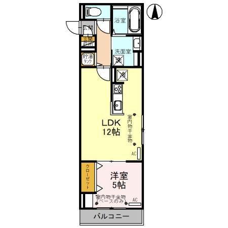 ラフィネ諸江(1LDK/3階)の間取り写真