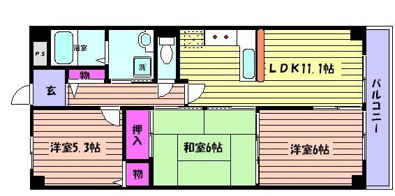 コンフォート東灘(3LDK/4階)の間取り写真