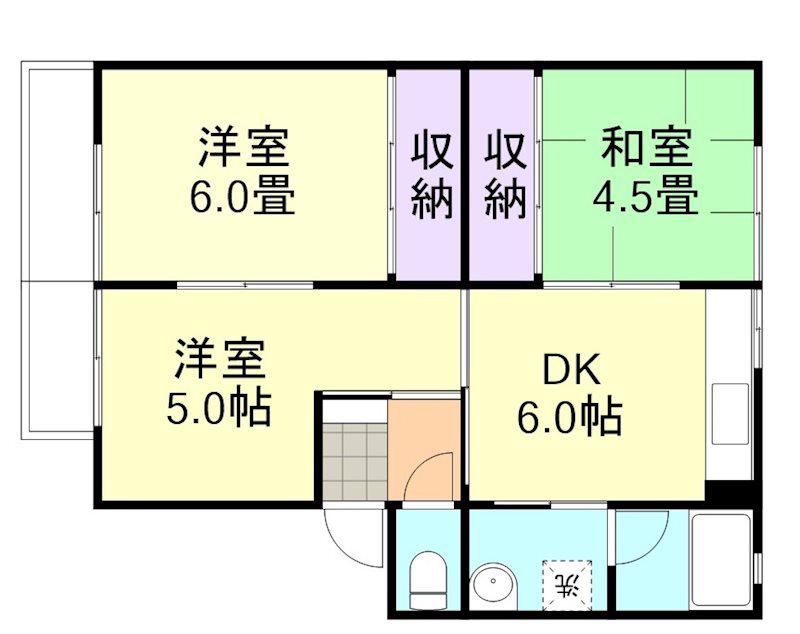 ハーベスト川入(3DK/2階)の間取り写真