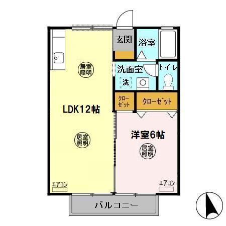 ヴェルディ清見台(1LDK/1階)の間取り写真