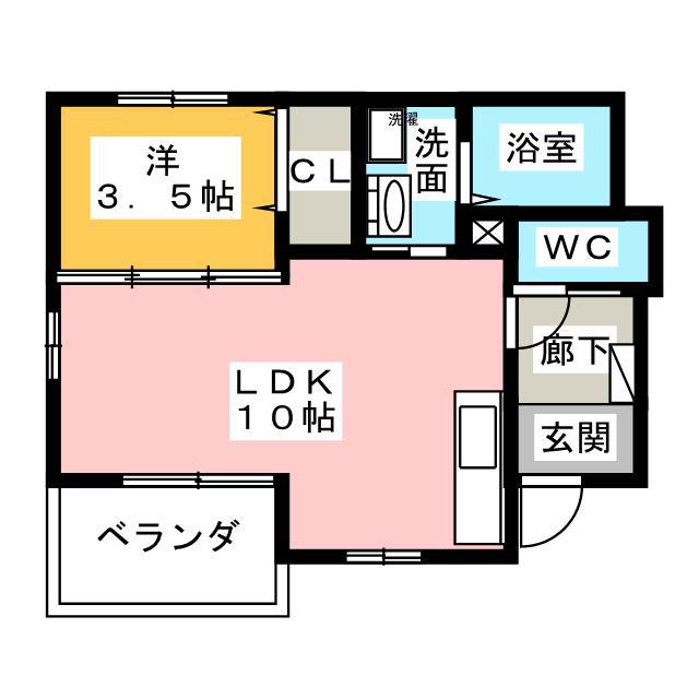 モダンハウス・ケー I(1LDK/1階)の間取り写真