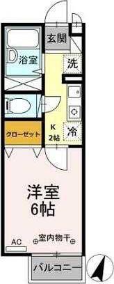 ジュネシス陽光台2(1K/2階)の間取り写真