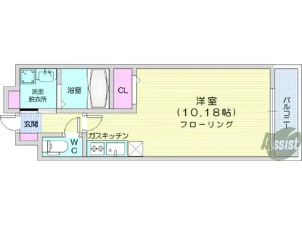 グラディオ・Ⅰ(ワンルーム/2階)の間取り写真