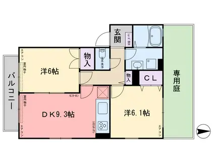 パルティーレ(2DK/1階)の間取り写真
