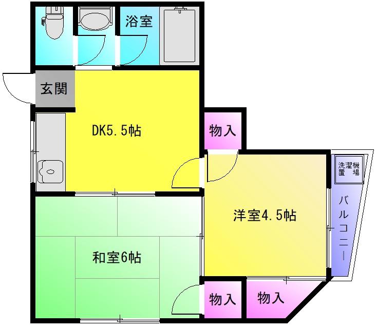 ハウス紫陽花(2DK/2階)の間取り写真