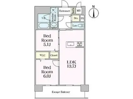 フォレストスクエア六番(2LDK/1階)の間取り写真