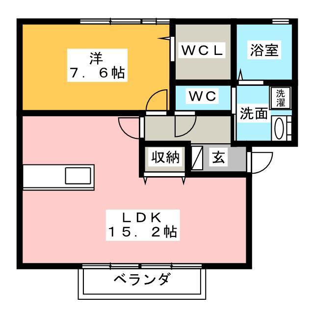 シャルマン アカネ(1LDK/2階)の間取り写真