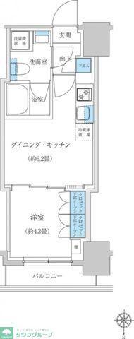 レジディア蒲田プレイス(1DK/12階)の間取り写真