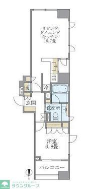LASANTE 麻布十番(1LDK/16階)の間取り写真