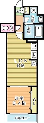 サンクレシア戸畑駅前II(1LDK/4階)の間取り写真