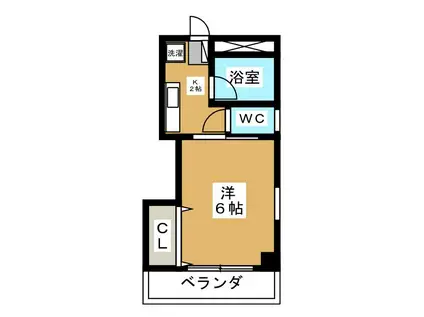 スプリングK(1K/2階)の間取り写真