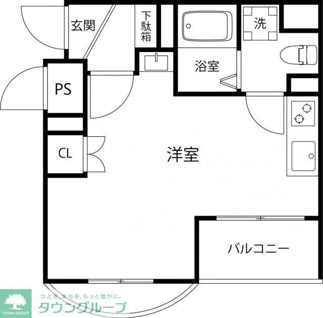 TS GARDEN稲城(ワンルーム/2階)の間取り写真