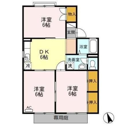 セジュールそれいゆ A棟(3DK/1階)の間取り写真