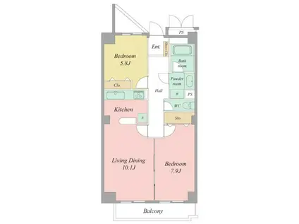 佐鳴湖パークタウンサウス(1LDK/4階)の間取り写真