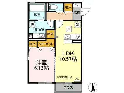 蒼の杜 空(1LDK/1階)の間取り写真