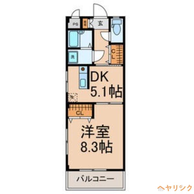 オータムライトⅤ(1DK/3階)の間取り写真