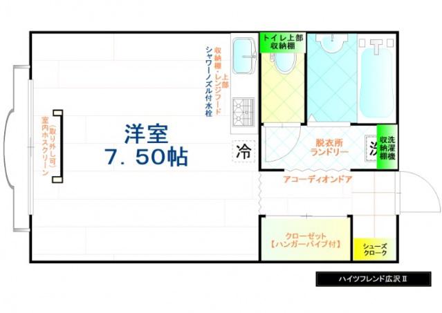 ハイツフレンド広沢II(1K/1階)の間取り写真