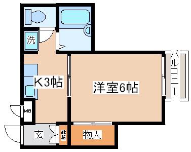 大倉山ハイツC棟(1K/1階)の間取り写真