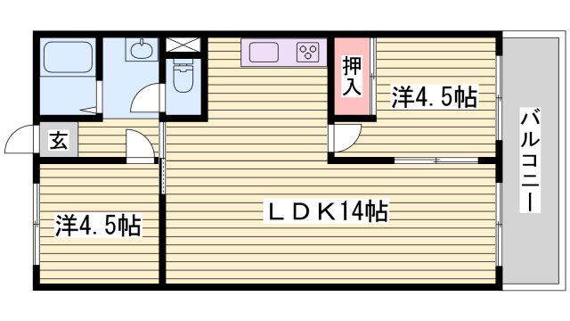 カルム魚住(2LDK/5階)の間取り写真