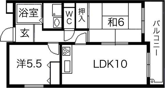 ロイヤルエスタ服部(2LDK/1階)の間取り写真