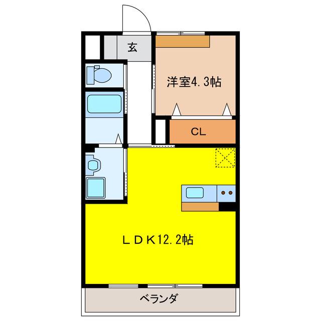 サンプレイス(1LDK/2階)の間取り写真