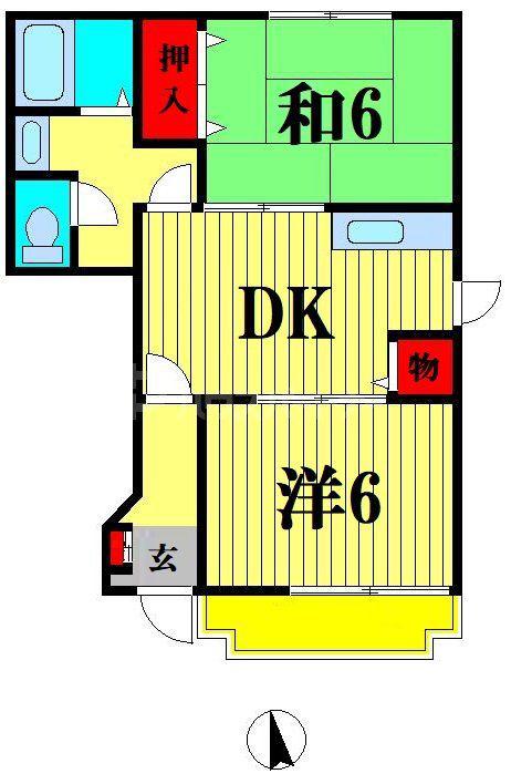 ニュープレーンヒルズC(2DK/1階)の間取り写真