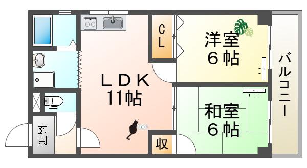 パークコート三反田(2LDK/3階)の間取り写真