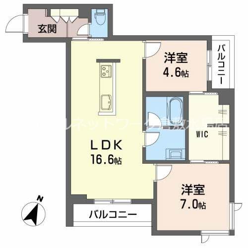 トリフォリア(2LDK/2階)の間取り写真
