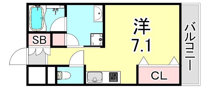ジオエント西宮北口(ワンルーム/10階)の間取り写真