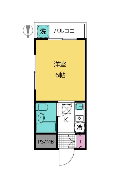 サンフローラハイツ(ワンルーム/1階)の間取り写真