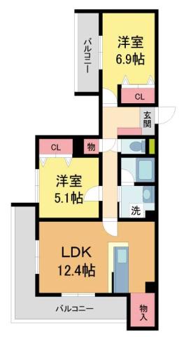 シャーメゾン大市プレミア ANNEX(2LDK/3階)の間取り写真