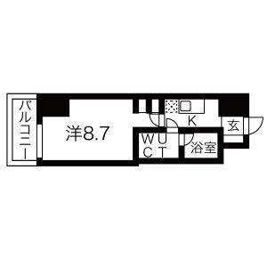ミュプレ江坂(1K/9階)の間取り写真
