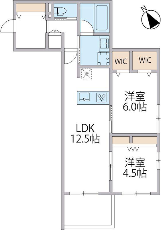パークアヴェニュー湘南辻堂 南棟(2LDK/2階)の間取り写真