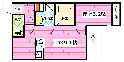 REGALEST-E(1LDK/1階)の間取り写真
