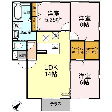 シャルム ガーデンA(3LDK/1階)の間取り写真