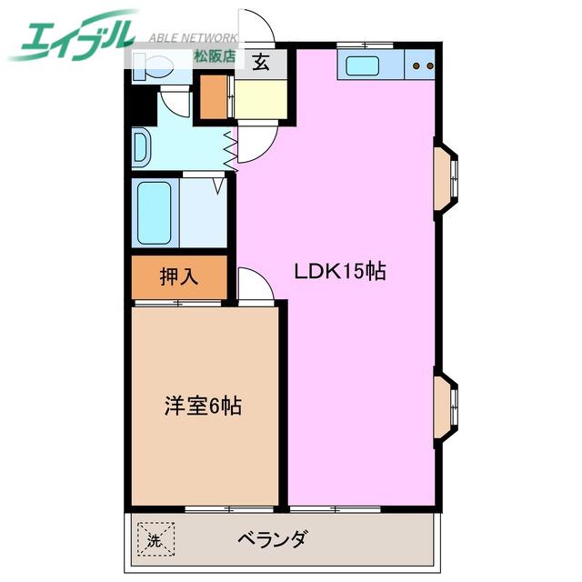 ハイム中川 I(1LDK/3階)の間取り写真