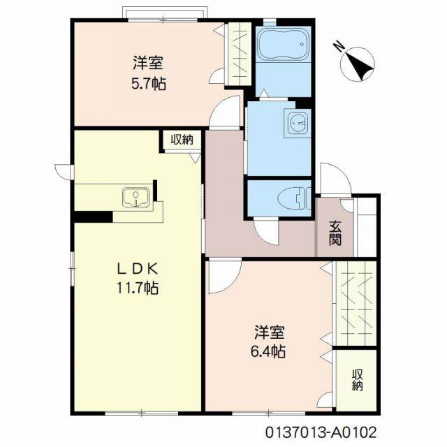 トゥーリズけやき通(2LDK/1階)の間取り写真