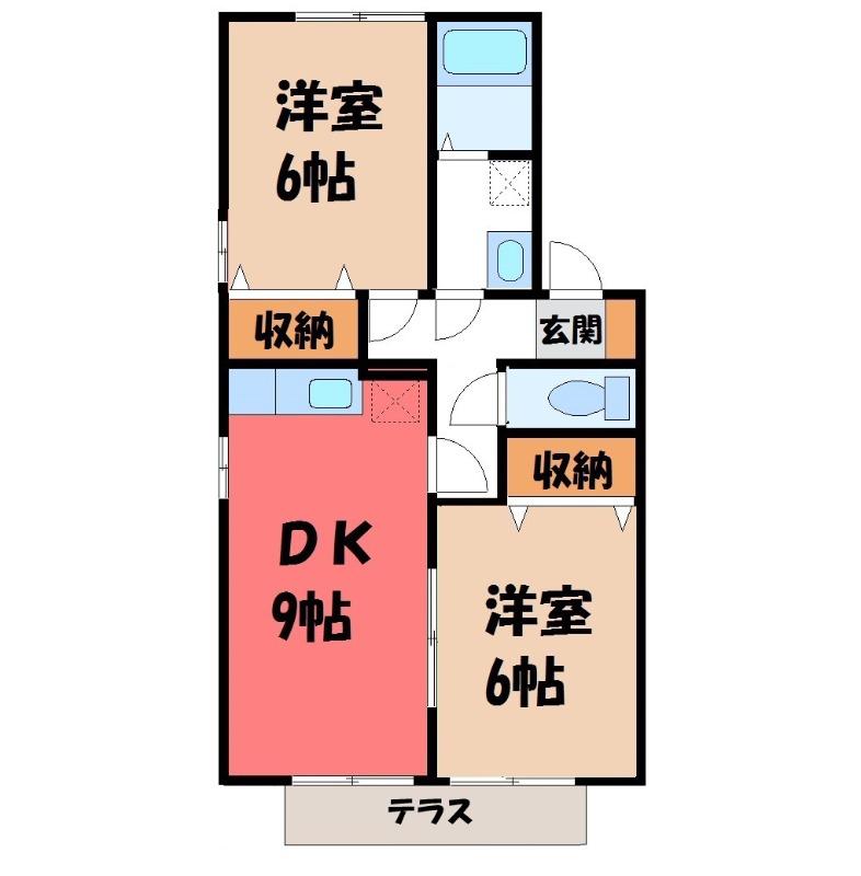 御料所ガーデン D(2DK/1階)の間取り写真
