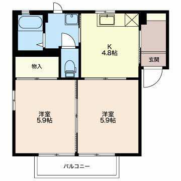 シェル・上池田 A棟(2K/1階)の間取り写真
