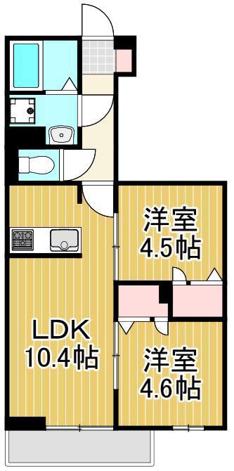 セレスティア南花畑III(2LDK/2階)の間取り写真
