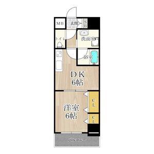 CITY SPIRE難波南(1DK/4階)の間取り写真