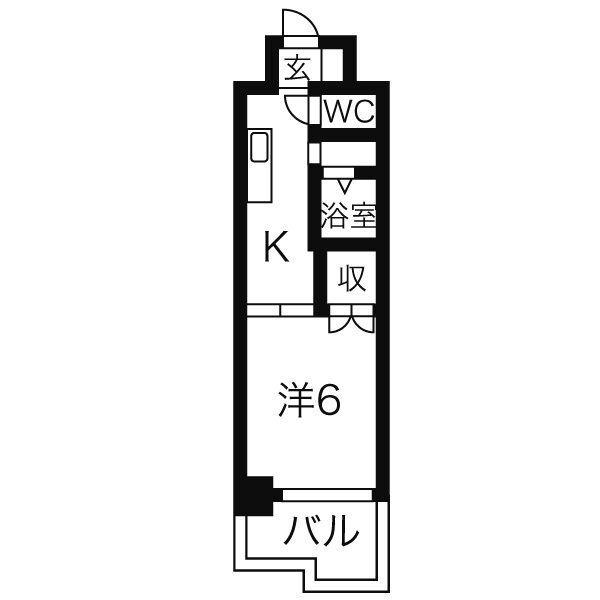 サンピアオカヤス(1K/3階)の間取り写真
