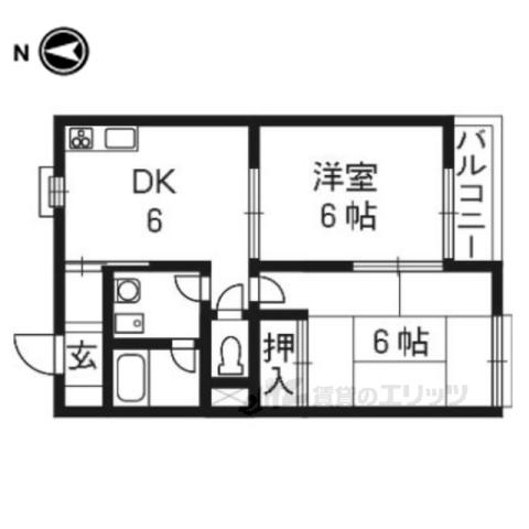メゾン・ド・ボワ1(2DK/1階)の間取り写真