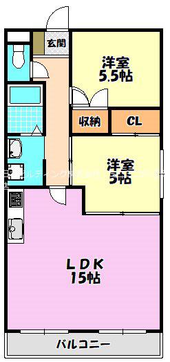 グミヒルズ(2LDK/1階)の間取り写真