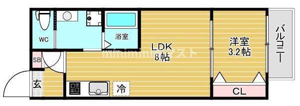 H-MAISON大正VI(1LDK/2階)の間取り写真