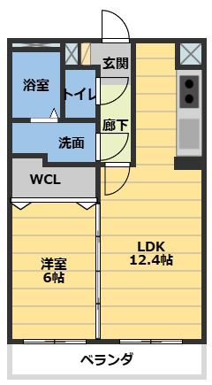 プランドール(1LDK/3階)の間取り写真