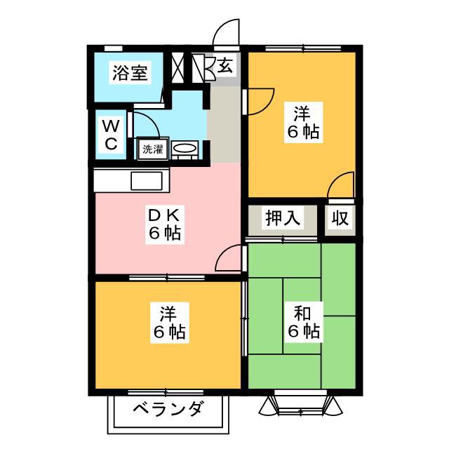 グリーンパークA(3DK/1階)の間取り写真